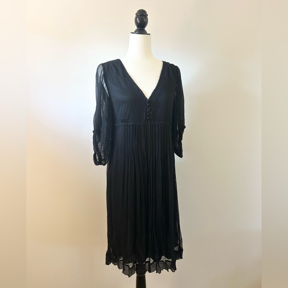 Vero Moda SILK Black Chiffon Dress, Empire, Full Skirt, Evening - size Large - Picture 2 of 8